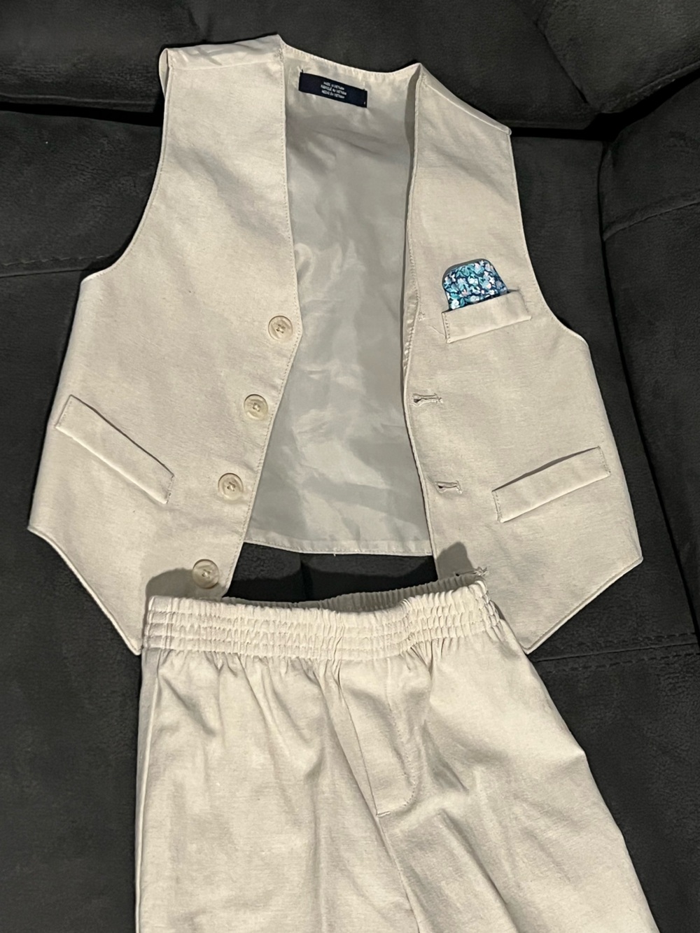Kids 4T Cream Linen Vest and Pants - Picture 4 of 4